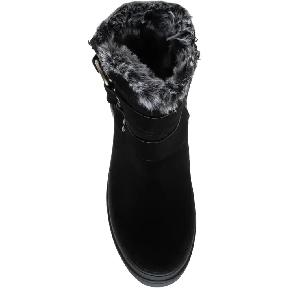 J/Slides NYC Nelly Black Women Winter Boot Size 7 Suede Faux Fur Waterproof New